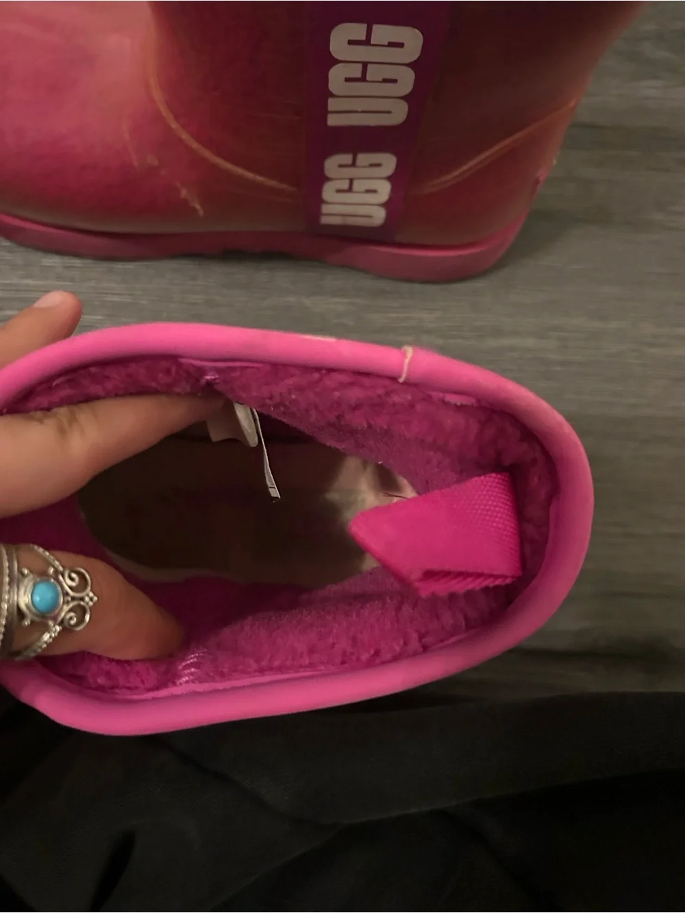 UGG Girls Pink Glossy Waterproof Short Boot